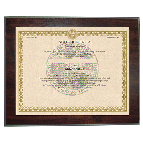 Pennsylvania Notary Commission Certificate Frame 8.5 x 11 Inches